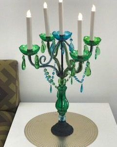 Centrepiece - Green & Blue Candelabra